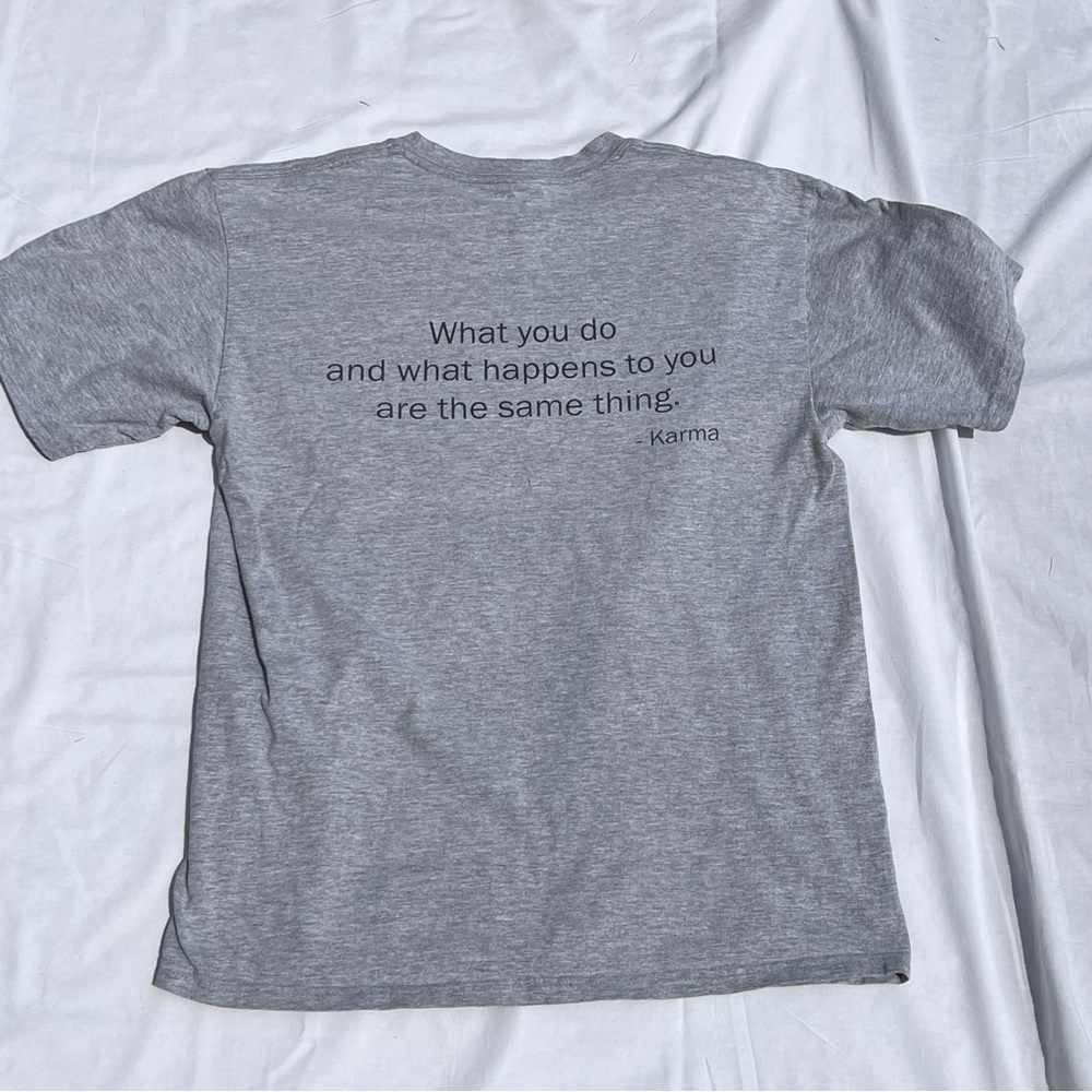 Vintage Hanes Beefy " Karma" tshirt y2k Style - Picture 3 of 4